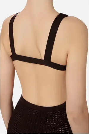 Elisabetta Franchi Femme, Robes, Brun, Taille: 42 FR Robe Midi Sans Manches