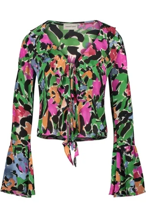 Fabienne Chapot Femme, Blouses et Chemises, Multicolore, Taille: 38 FR Blouse à Col en V et Imprimé Floral