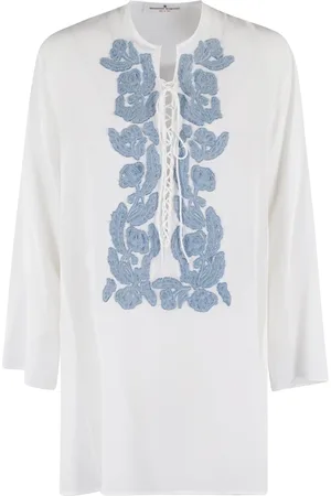 ERMANNO SCERVINO Femme, Robes, Blanc, Taille: 36 FR Chemisier en soie blanc avec broderie florale
