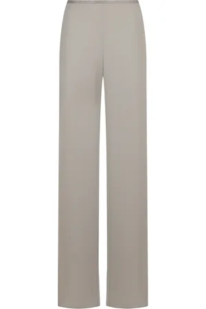Emporio Armani Femme, Pantalons, Gris, Taille: 42 FR Pantalon Large en Crêpe Taille Haute