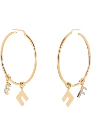 Elisabetta Franchi Femme, Accessoires, Jaune, Taille: ONE Size Boucles d`oreilles créoles dorées avec breloques