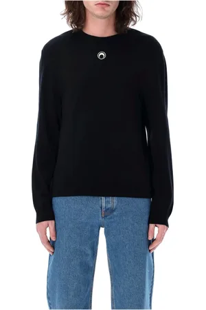 Marine Serre Homme, Pulls, Noir, Taille: M Pull en maille avec logo lune