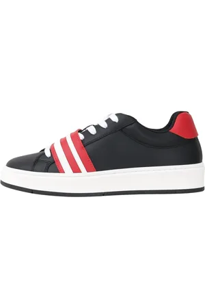 GCDS Homme, Chaussures, Noir, Taille: 44 EU Baskets noires modernes avec des détails rouges et blancs