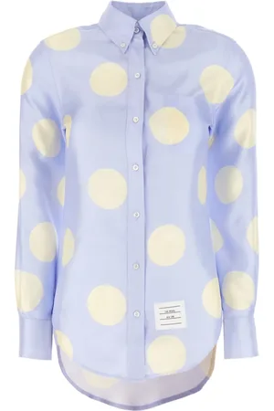 Thom Browne Femme, Blouses et Chemises, Multicolore, Taille: 36 FR Chemise Boutonnée à Manches Longues et Motifs à Pois