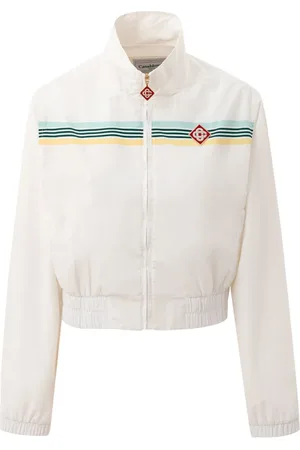 Casablanca Femme, Vestes, Blanc, Taille: 40 FR Veste Blanche avec Écusson Logo