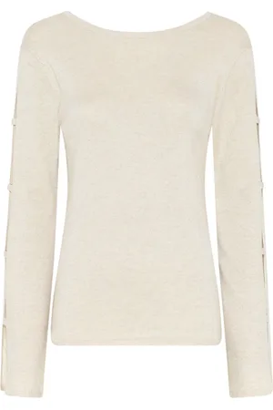 Bruuns Bazaar Femme, Pulls, Blanc, Taille: 42 FR Pull en maille Anemonesbbyasmin
