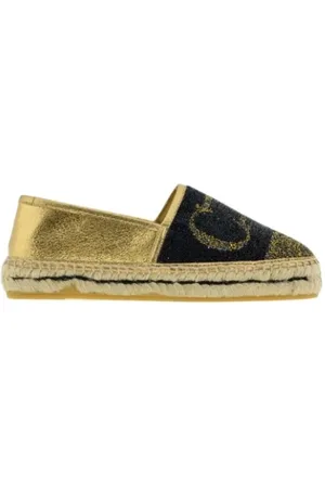 Carolina Herrera Femme, Chaussures, Multicolore, Taille: 37 EU Espadrilles Dorées Perlées avec Initiales CH