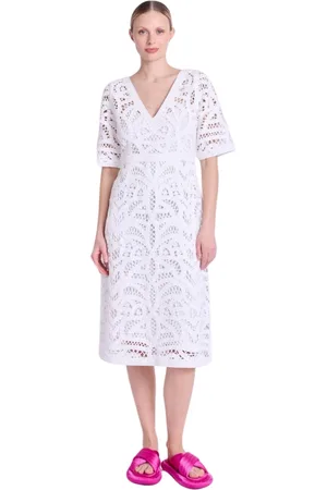 Berenice Femme, Robes, Blanc, Taille: 38 FR Robe Longue Blanche en Macramé