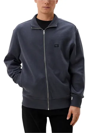 Calvin Klein Homme, Pulls, Gris, Taille: 2XL Cardigan en Coton Gris avec Fermeture Éclair et Poches