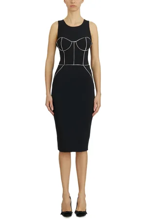 Elisabetta Franchi Femme, Robes, Noir, Taille: 40 FR Robe Fourreau à Passepoils Contrastés