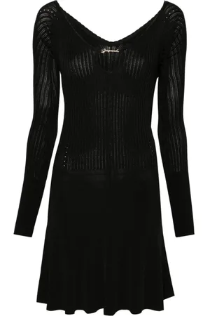 Jacquemus Femme, Robes, Noir, Taille: 36 FR Robe Noire en Tricot avec Logo Doré