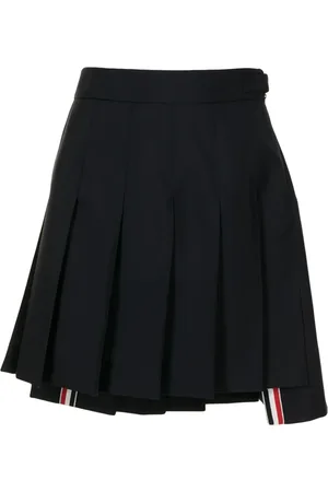 Thom Browne Femme, Jupes, Bleu, Taille: 36 FR Jupe plissée pour uniforme scolaire
