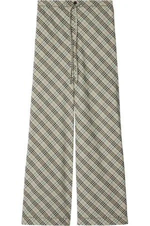 Burberry Femme, Pantalons, Multicolore, Taille: 36 FR Pantalon en Coton à Cordon de Serrage et Motif Vintage Check