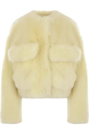 Bottega Veneta Femme, Vestes, Jaune, Taille: 36 FR Veste Courte en Shearling Jaune