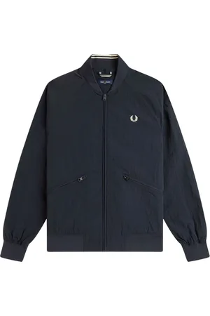 Fred Perry Homme, Vestes, Bleu, Taille: M Bomber Bleu Nylon Coupe Regular