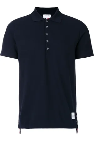 Thom Browne Homme, Tops, Bleu, Taille: S Polo à Rayures Centrales au Dos