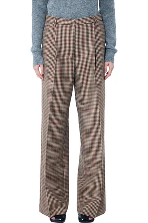 DRIES VAN NOTEN Femme, Pantalons, Multicolore, Taille: 36 FR Pantalon à Carreaux en Laine avec Plis Avant