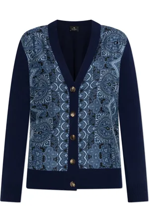 Etro Femme, Pulls, Bleu, Taille: 38 FR Cardigan à motif décoratif