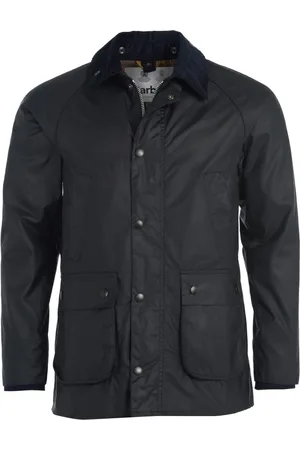 Barbour Homme, Vestes, Bleu, Taille: S Veste en Coton Ciré Bleu Marine avec Col en Velours Côtelé