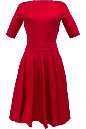 Carolina Herrera Femme, Robes, Rouge, Taille: 38 FR Robe Jacquard Rouge avec Haut Ajusté