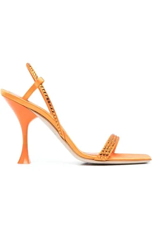 3Juin Femme, Chaussures, , Taille: 38 EU Sandales Oranges Ornées de Cristaux