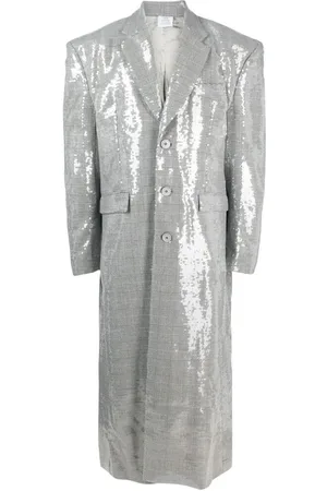 Vetements Femme, Manteaux, Blanc, Taille: 38 FR Manteau à Carreaux à Paillettes