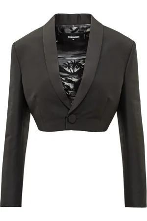Dsquared2 Femme, Vestes, Noir, Taille: 38 FR Blazer Court Droit avec Imprimé Intérieur