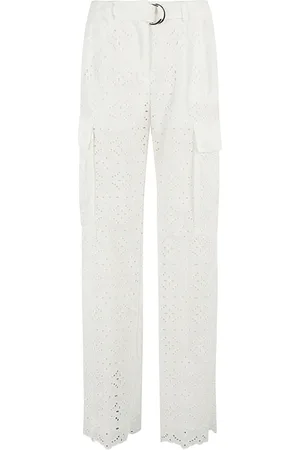 ERMANNO SCERVINO Femme, Pantalons, Blanc, Taille: 36 FR Pantalon Large Élégant