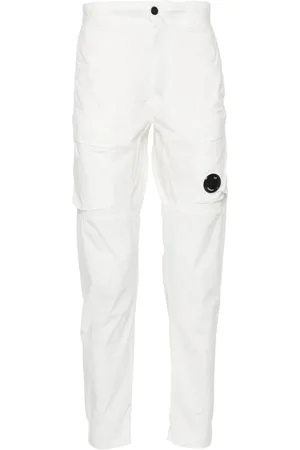 C.P. Company Homme, Pantalons, Blanc, Taille: M Pantalon Cargo Ergonomique Stretch 50 Fili