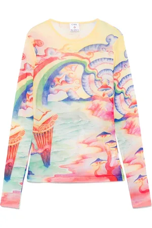 Casablanca Femme, Tops, Multicolore, Taille: 40 FR T-shirt à Manches Longues et Col Rond Multicolore