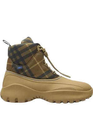 Burberry Homme, Chaussures, Vert, Taille: 42 EU Bottes à Carreaux Tissées avec Surchaussure en Caoutchouc