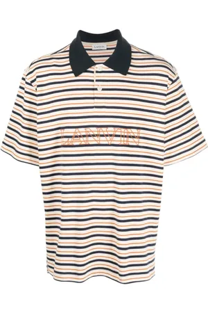 Lanvin Homme, Tops, Multicolore, Taille: M Polo Rayé avec Broderie Logo