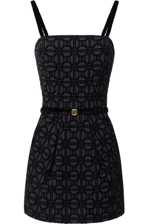 Elisabetta Franchi Femme, Robes, Noir, Taille: 40 FR Robe Imprimée Flocage avec Détails en Velours