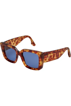 Victoria Beckham Femme, Accessoires, Brun, Taille: ONE Size Lunettes de Soleil Carrées Oversize en Acétate