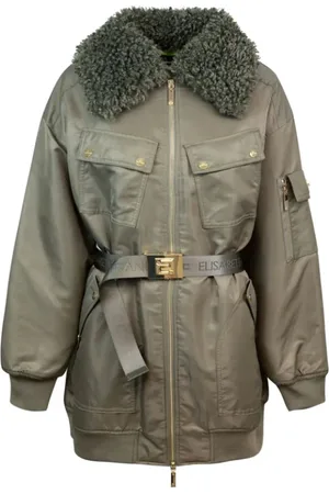 Elisabetta Franchi Femme, Vestes, Vert, Taille: 38 FR Doudoune Oversize Ceinturée