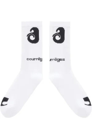 Courrèges Femme, Sous-vêtements, Blanc, Taille: S Chaussettes en mélange de coton avec logo