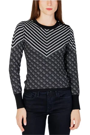 Guess Femme, Pulls, Noir, Taille: 36 FR Tricot Rayé