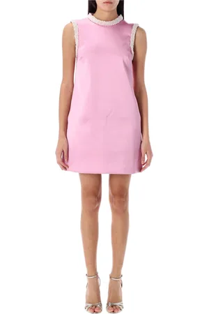 Self-Portrait Femme, Robes, Rose, Taille: 38 FR Robe Mini en Satin Rose avec Détails en Perles