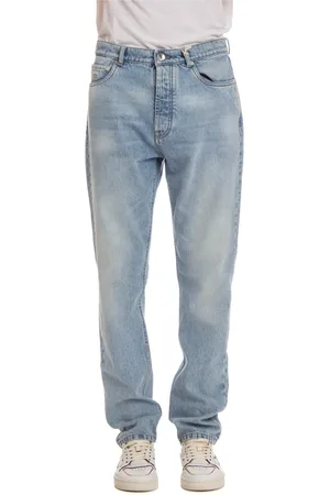 Brunello Cucinelli Homme, Jeans, Bleu, Taille: L Jeans en coton avec étiquette en cuir