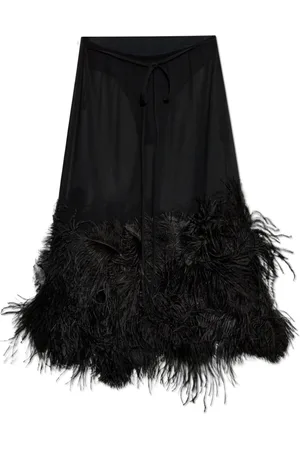 The Attico Femme, Jupes, Noir, Taille: 34 FR Jupe avec Plumes d`Autruche