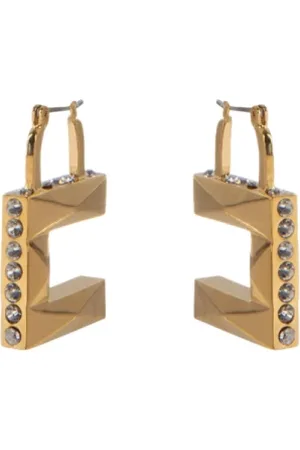 Elisabetta Franchi Femme, Accessoires, Jaune, Taille: ONE Size Boucles d`Oreilles Géométriques à Facettes