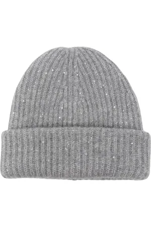 Fabiana Filippi Femme, Accessoires, Gris, Taille: ONE Size Bonnet en maille côtelée orné de sequins