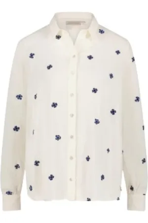 Fabienne Chapot Femme, Blouses et Chemises, Blanc, Taille: 38 FR Chemisier Brodé
