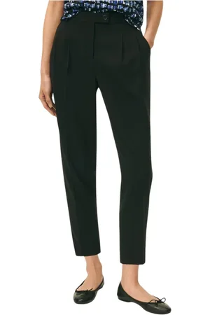 Brooks Brothers Femme, Pantalons, Noir, Taille: 40 FR Pantalon Droit Court en Crêpe de Twill Fin