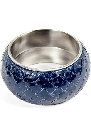 Bottega Veneta Femme, Accessoires, Bleu, Taille: ONE Size Bracelet Bleu en Cuir et Argent