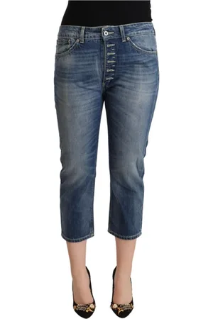 Dondup Femme, Jeans, Bleu, Taille: 36 FR Jean Capri Délavé Bleu Taille Mi-Haute