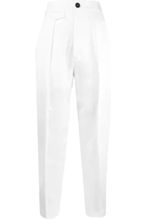 Dsquared2 Femme, Pantalons, Blanc, Taille: 36 FR Pantalon Droit Taille Haute