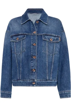 Brunello Cucinelli Femme, Vestes, Bleu, Taille: 36 FR Veste en jean bleu style classique