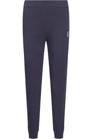 EA7 Femme, Pantalons, Bleu, Taille: 42 FR Pantalon de survêtement femme avec logo frontal
