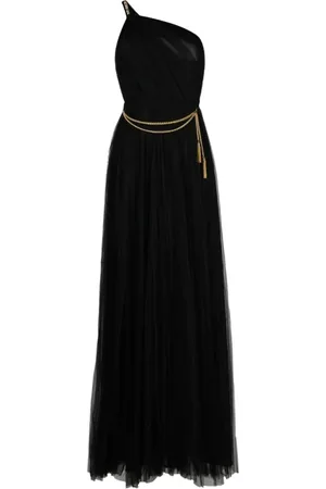 Elisabetta Franchi Femme, Robes, Noir, Taille: 36 FR Robe Maxi en Tulle à Une Épaule